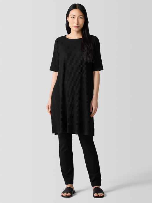 Textured Stretch Rib Ballet Neck Top