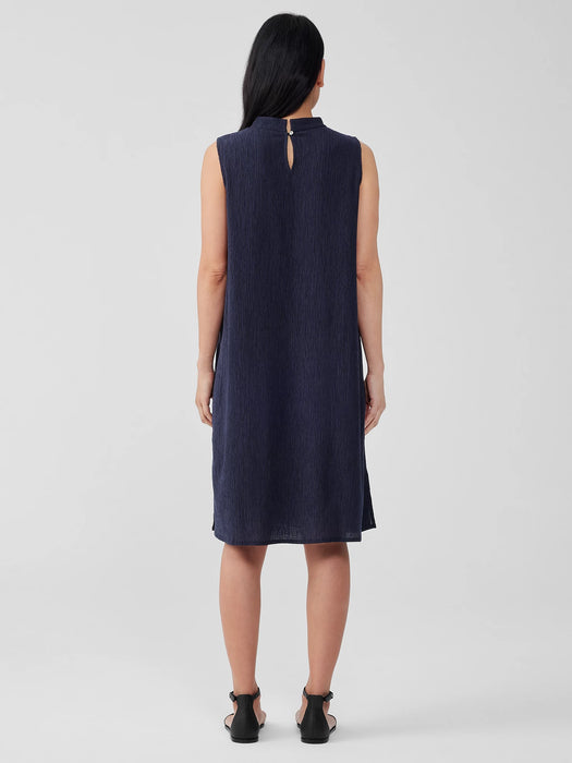 Woven Pliss&eacute; Mock Neck Dress