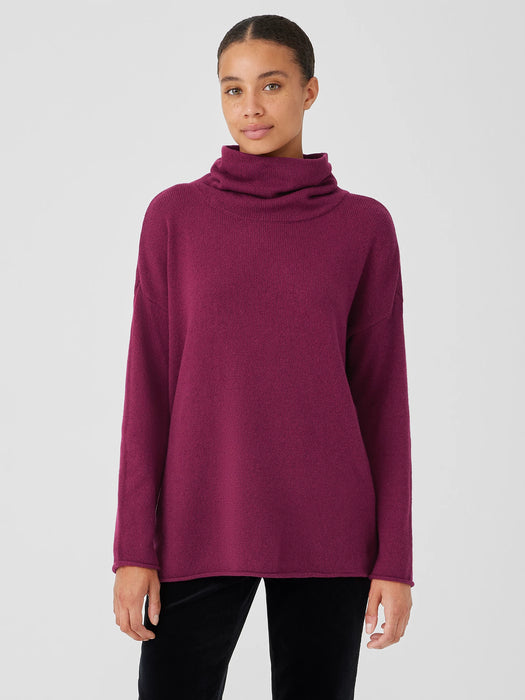Cotton and Recycled Cashmere Turtleneck Long Top