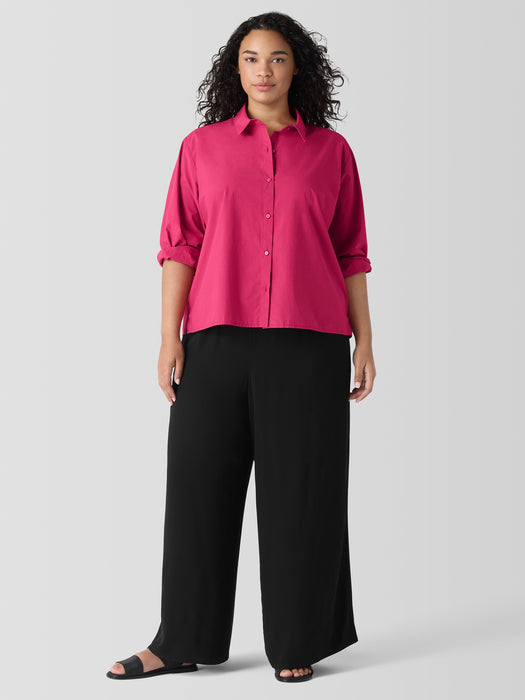 Washed Organic Cotton Poplin Classic Collar Short Shirt