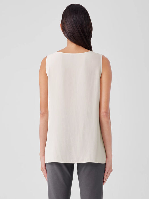 Silk Georgette Crepe Ballet Neck Tank