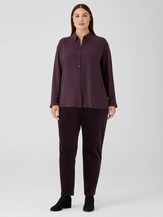 Silk Georgette Crepe Classic Collar Shirt
