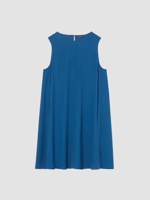 Silk Georgette Crepe Round Neck Dress