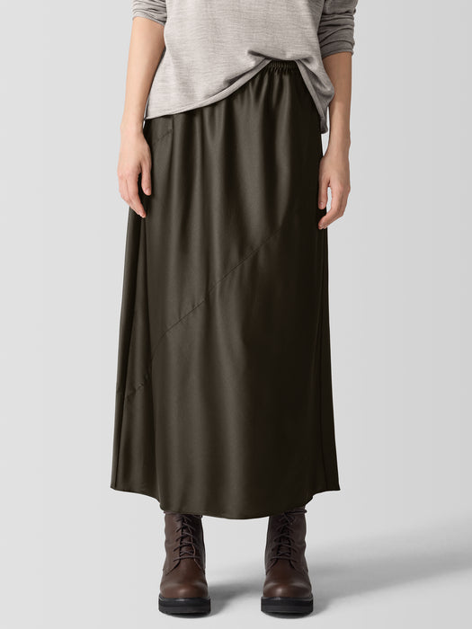 Stretch Silk Charmeuse Bias Skirt