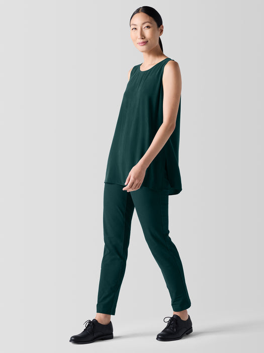 Silk Georgette Crepe&nbsp;Ballet Neck Long Tank