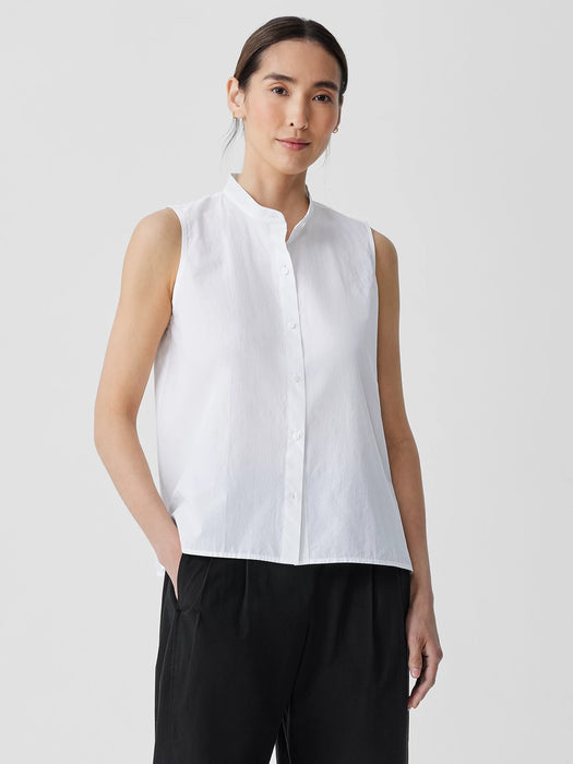 Washed Organic Cotton Poplin Sleeveless Shirt