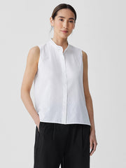 Washed Organic Cotton Poplin Sleeveless Shirt