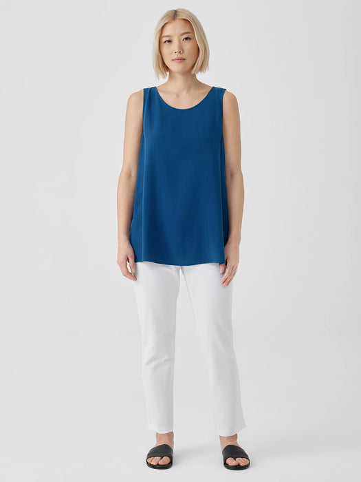 Silk Georgette Crepe&nbsp;Ballet Neck Long Tank