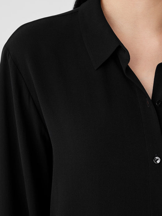 Silk Georgette Crepe Classic Collar Shirt
