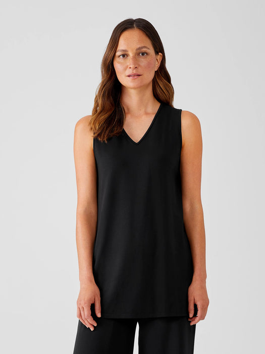 Stretch Jersey Knit V-Neck Tank