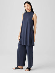Stretch Jersey Knit Mock Neck Long Tank