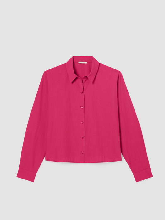 Washed Organic Cotton Poplin Classic Collar Short Shirt