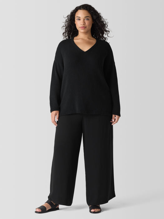 Peruvian Organic Cotton Cord Jersey V-Neck Top