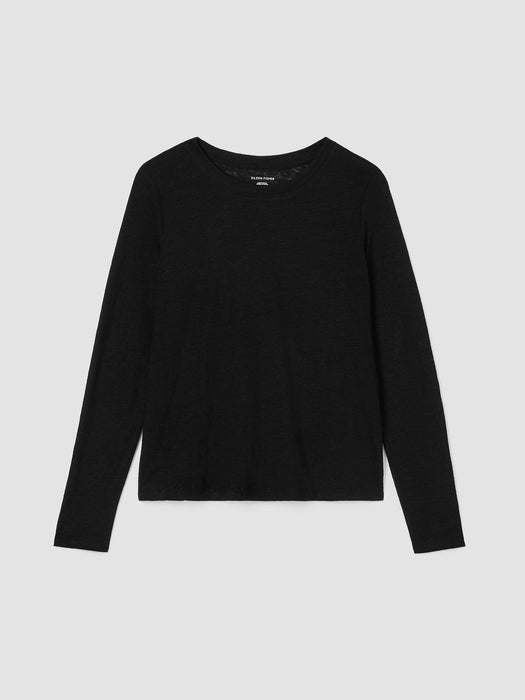 Organic Linen Jersey Crew Neck Top