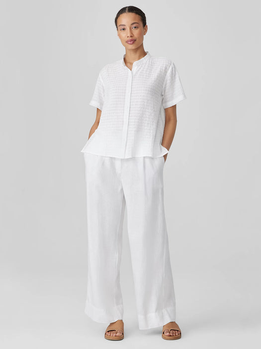 Organic Cotton Voile Box Band Collar Shirt