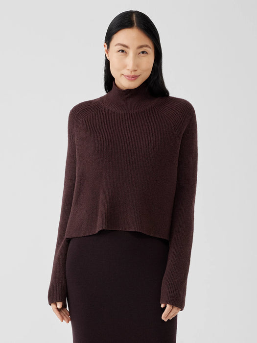 Merino Cropped Turtleneck Top in Regenerative Wool