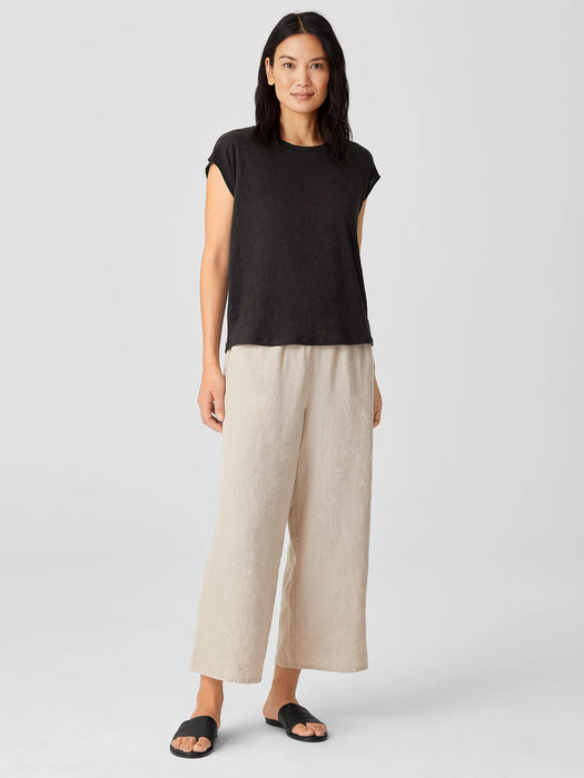 Organic Linen Jersey Shirred-Back Top