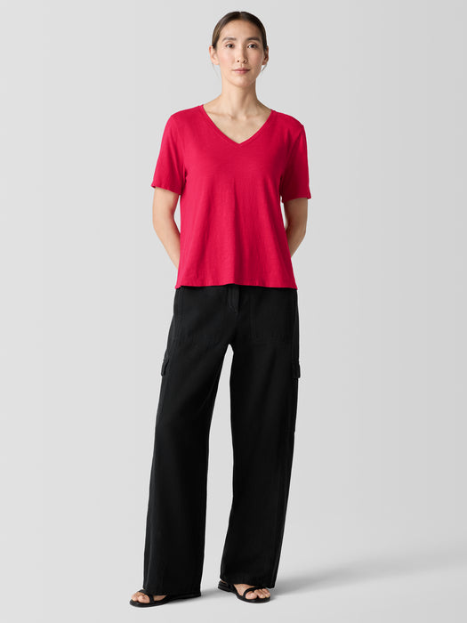 Organic Cotton Slubby Jersey&nbsp;V-Neck Tee