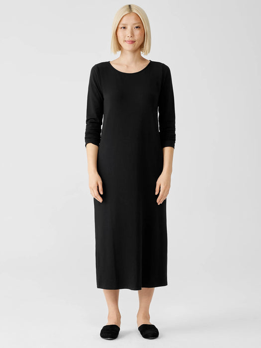 Stretch Jersey Knit Jewel Neck Dress