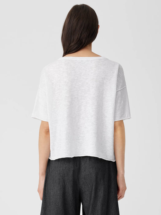 Organic Linen Cotton Slub Bateau Neck Top