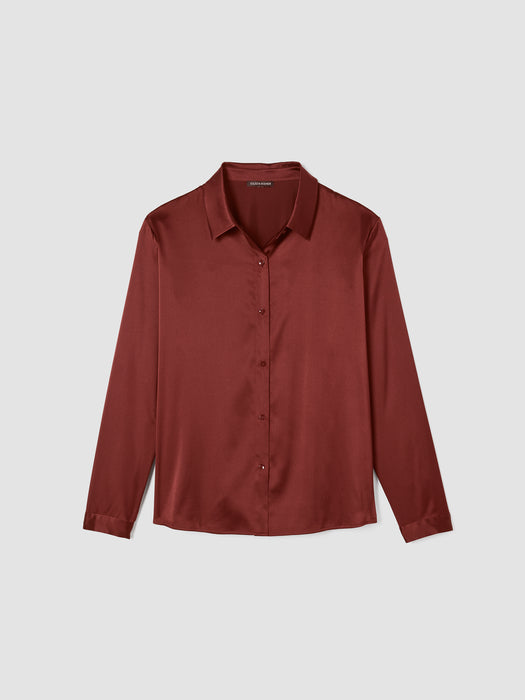 Stretch Silk Charmeuse&nbsp;Classic Collar Shirt