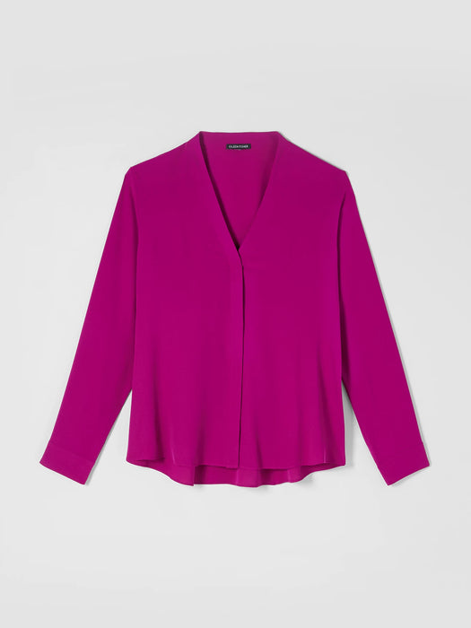 Silk Georgette Crepe V-Neck Shirt
