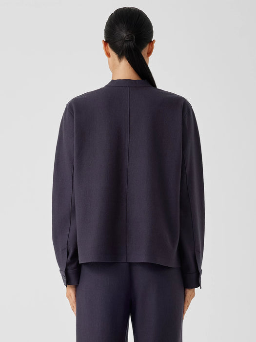 Boiled Wool Jersey Mandarin Collar Shirt Jacket