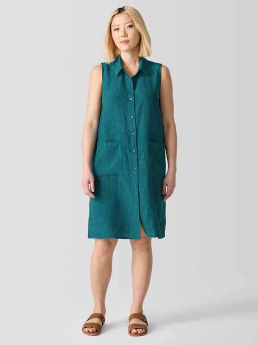 Washed Organic Linen D&eacute;lav&eacute; Sleeveless Shirtdress