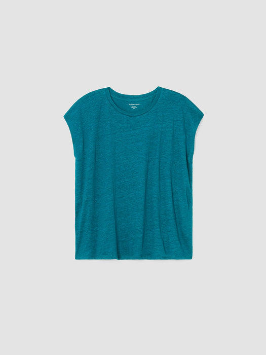 Organic Linen Jersey Shirred-Back Top