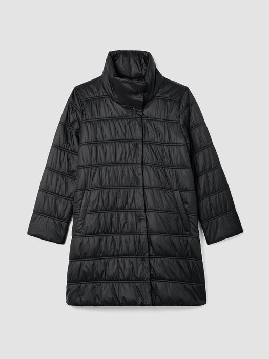 Eggshell Recycled Nylon Stand Collar Coat