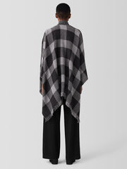Reversible Wool Check Poncho