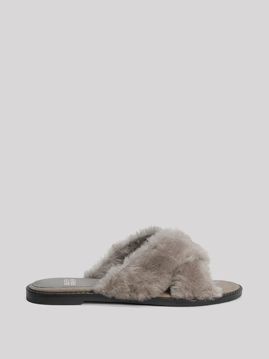 Cross Shearling Slipper