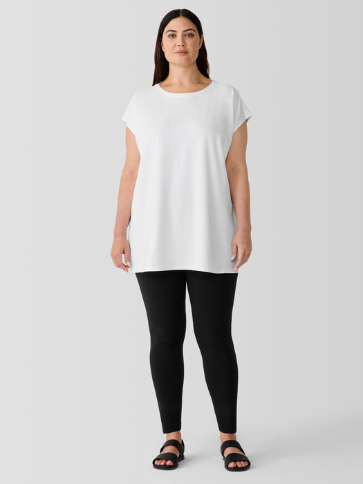 Pima Cotton Stretch Jersey Bateau Neck Long Top