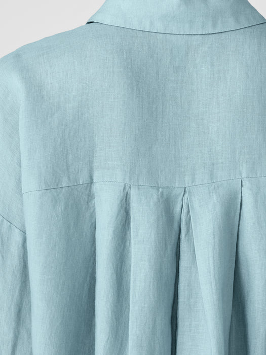 Organic Handkerchief Linen Classic Collar Long Shirt