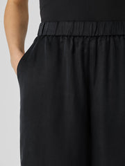 Sandwashed Cupro Wide-Leg Pant