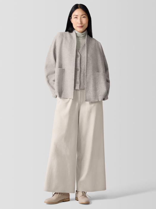 Lightweight Boiled Wool High Collar Jacket in Regenerative Wool