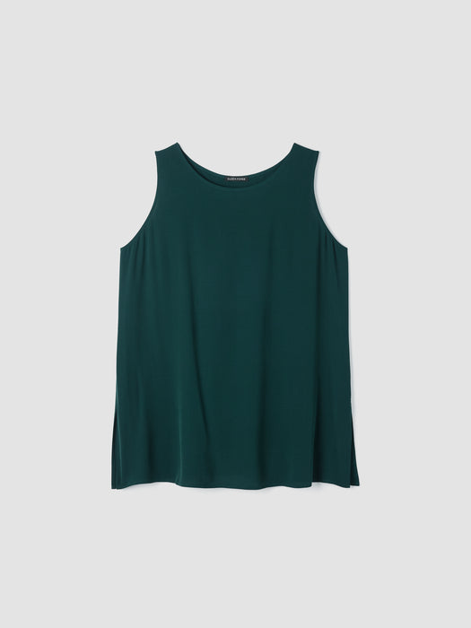 Silk Georgette Crepe&nbsp;Ballet Neck Long Tank