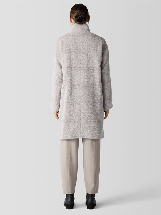 Luxe Alpaca Windowpane Stand Collar Coat