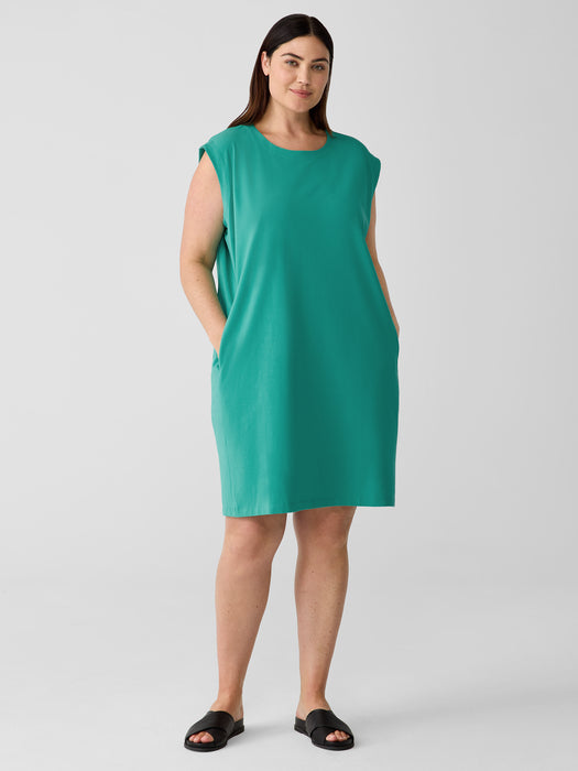 Pima Cotton Stretch Jersey Round Neck Dress