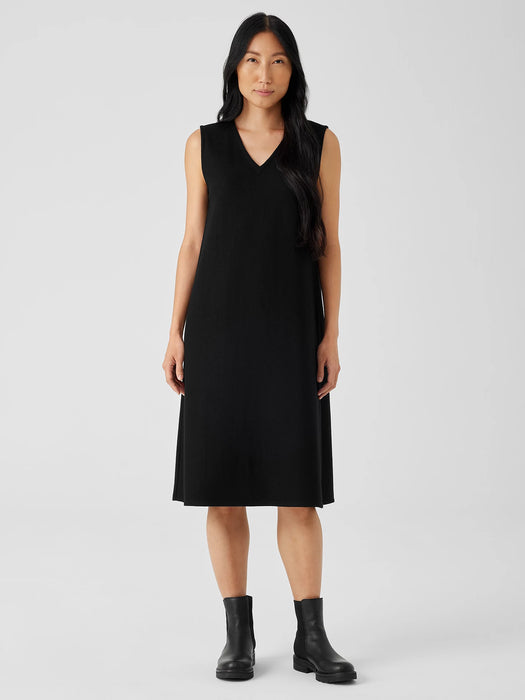 Boiled Wool Jersey V-Neck&nbsp;Dress