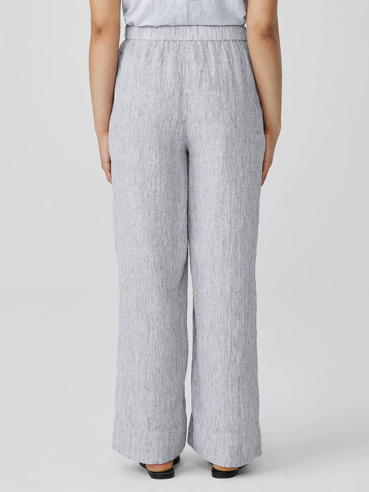 Striped Organic Linen Crinkle Wide-Leg Pant