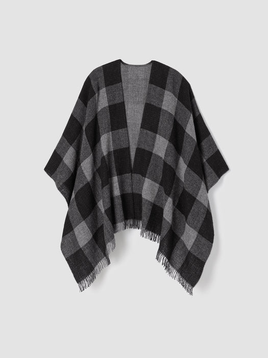 Reversible Wool Check Poncho