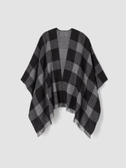 Reversible Wool Check Poncho