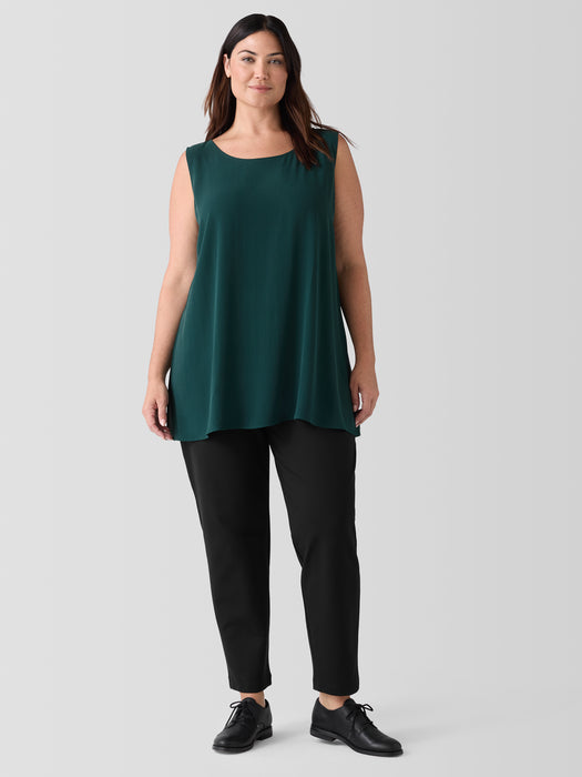 Silk Georgette Crepe&nbsp;Ballet Neck Long Tank
