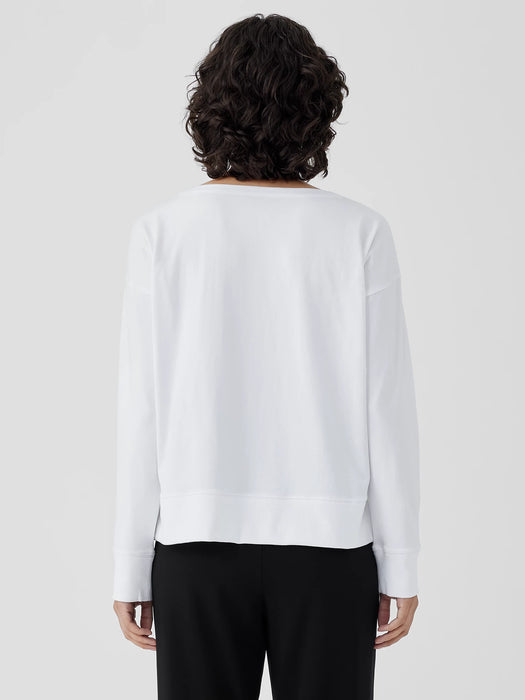 Pima Cotton Stretch Jersey Bateau Neck Top