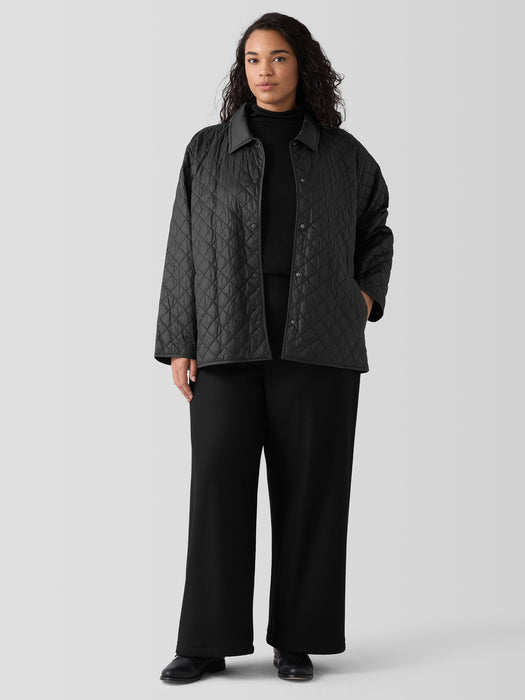 Eggshell Recycled Nylon Classic Collar Coat