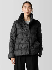 Eggshell Recycled Nylon Stand Collar Short Coat