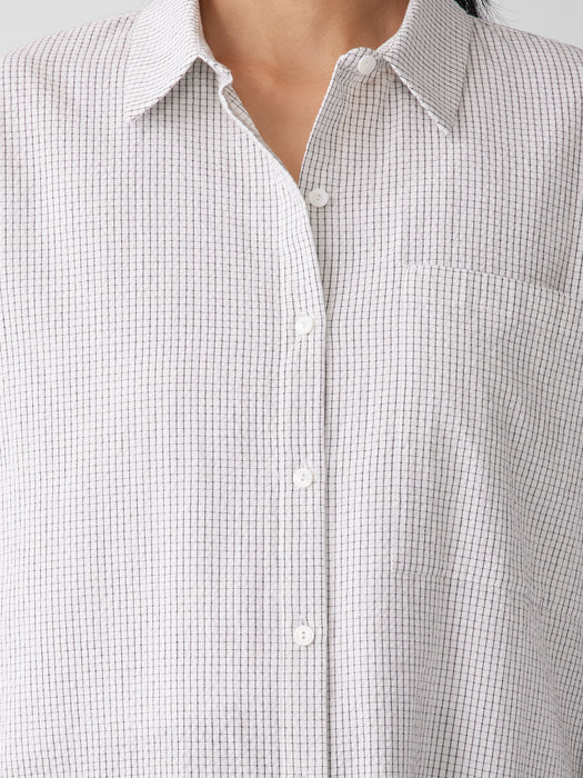 Organic Cotton Ripple&nbsp;Checkered&nbsp;Classic Collar Shirt