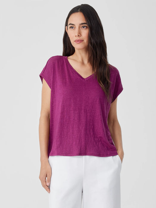 Organic Linen Jersey V-Neck Tee