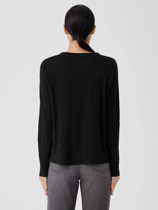 Organic Linen Jersey Crew Neck Top